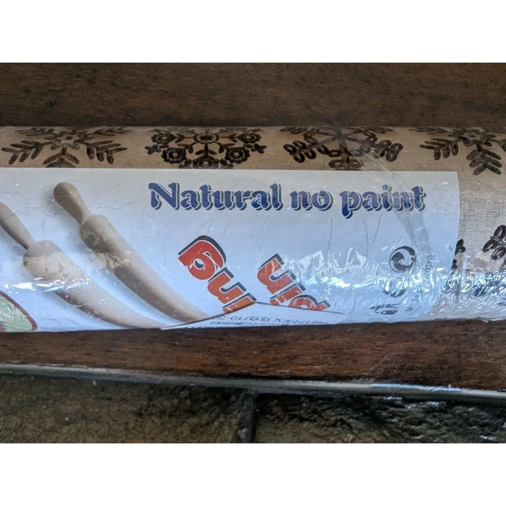 Engraved Cookie Rolling Pin Snowflake Pattern Handmade Wooden Rolling Pin  New